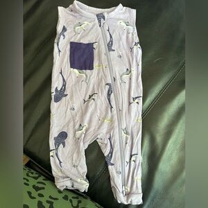 Taro sharks zip romper 6-12